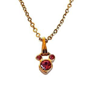 Disney Mickey Minnie Ears Gold Tourmaline Necklace Jewelry 18"